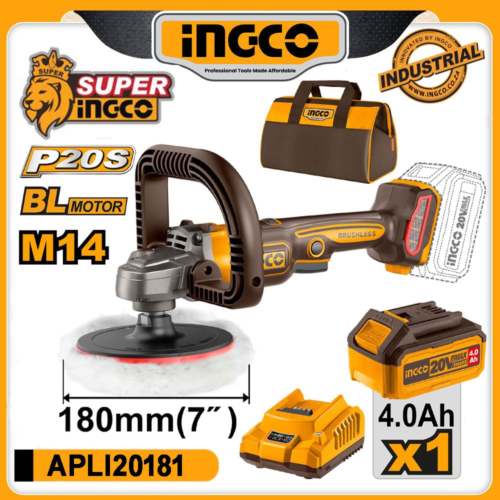 INGCO 20V Cordless 7″ Angle Polisher - buy online in Australia | Trade Tools Australia