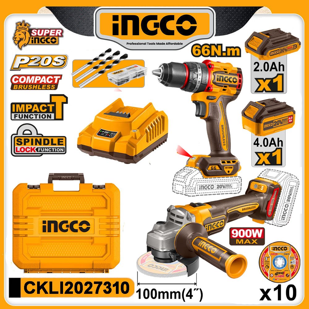 INGCO 20V Cordless Grinder & Drill Combo Kit - buy online in Australia | Trade Tools Australia