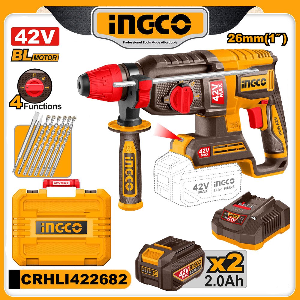 INGCO 42v Brushless Cordless Rotary Hammer Drill - buy online in Australia | Trade Tools Australia