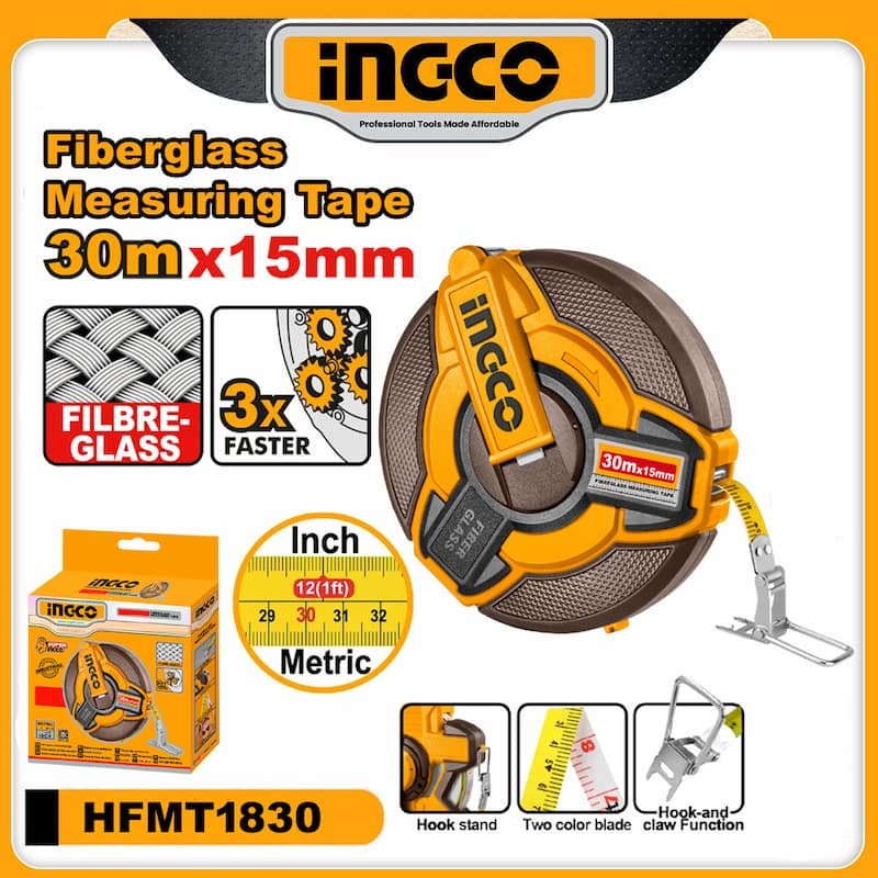 INGCO 30M Fiberglass Measuring Tape - buy online in Australia | Trade Tools Australia