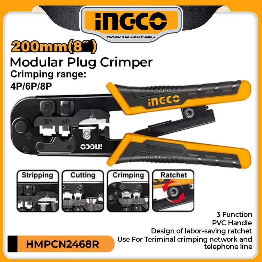 INGCO Modular Plug Crimper – Ratchet type - buy online in Australia | Trade Tools Australia