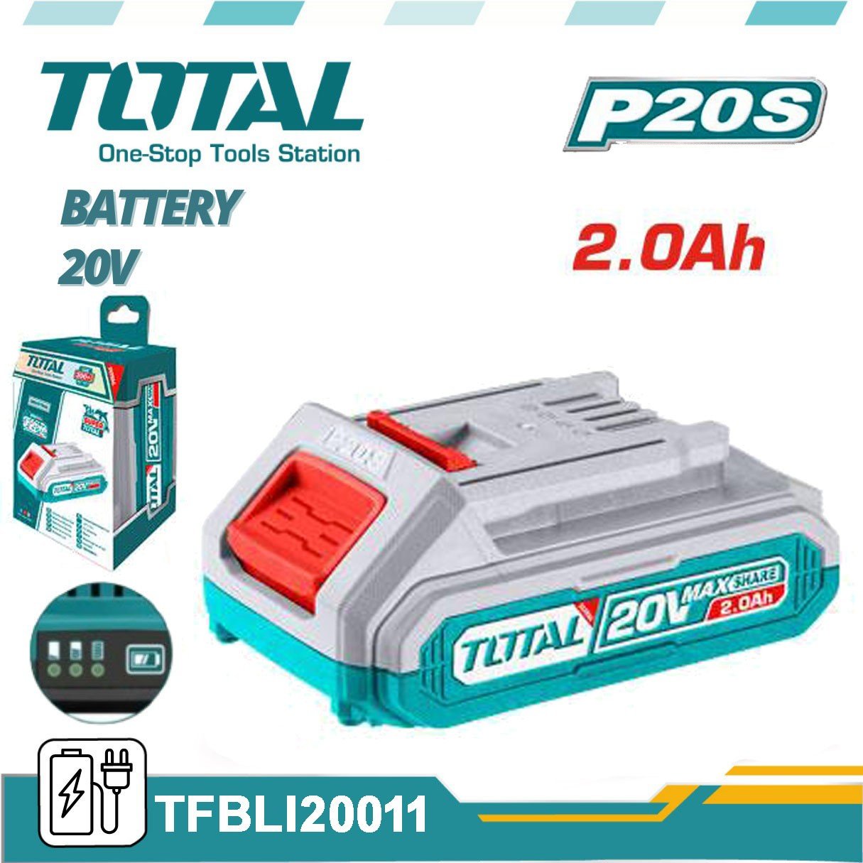 TOTAL 20v Battery 2.0Ah - buy online in Australia | Trade Tools Australia