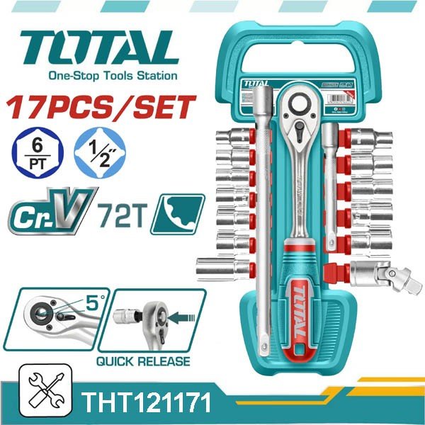 TOTAL 17 Pcs 1/2″ Socket Set - buy online in Australia | Trade Tools Australia