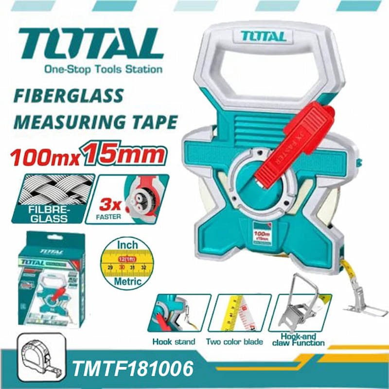 Total 100m Fiberglass Measuring Tape - buy online in Australia | Trade Tools Australia