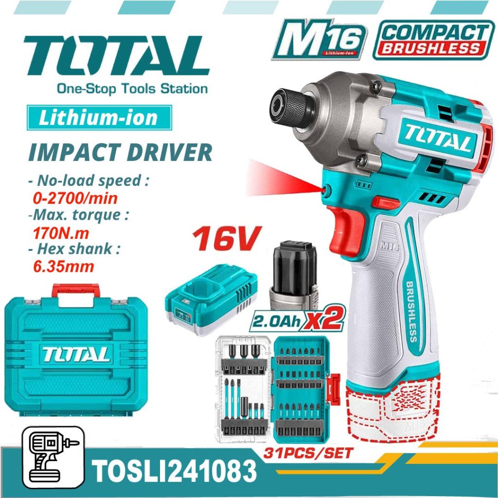 TOTAL Brushless Cordless Impact Driver 170N.m - buy online in Australia | Trade Tools Australia