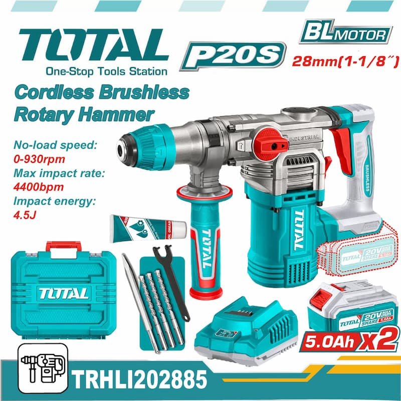 TOTAL 20v Brushless Cordless Hammer Drill 28mm - buy online in Australia | Trade Tools Australia