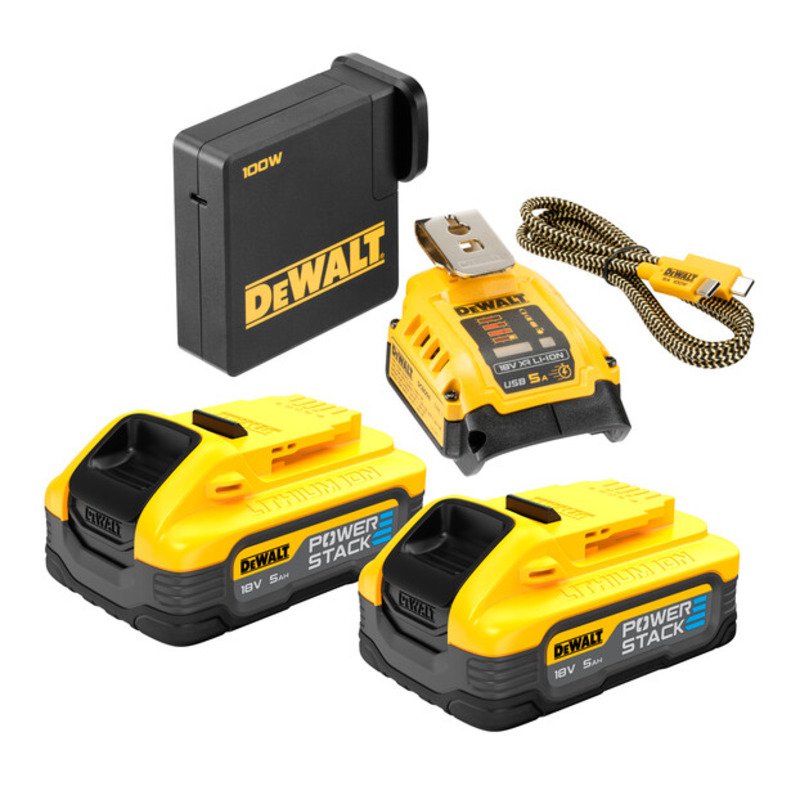 Dewalt DCB09H2 USB Power Delivery Charging Kit with 2 x 5.0ah Powerstack Batteries - buy online in Australia | Trade Tools Australia