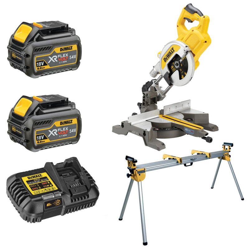 DeWalt DCS777T2 54V XR Flexvolt Mitre Saw Kit With DE7023 Stand – 2 x 6.0Ah Li-ion Batteries and Charger - buy online in Australia | Trade Tools Australia