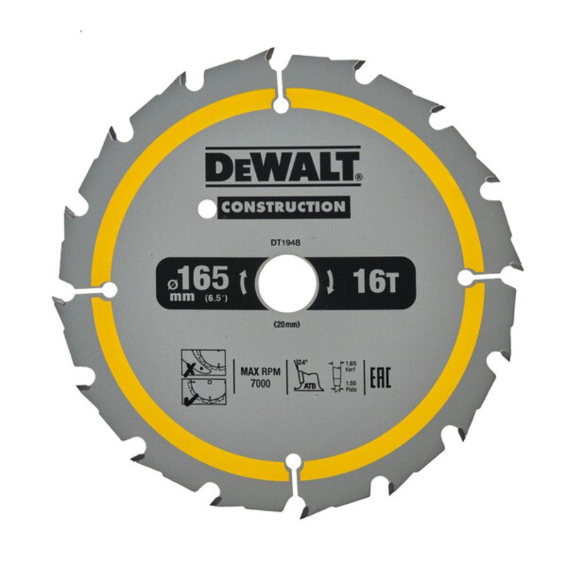 Dewalt DT1948 Construction Circular Saw Blade 165mm x 20mm x 16T - buy online in Australia | Trade Tools Australia