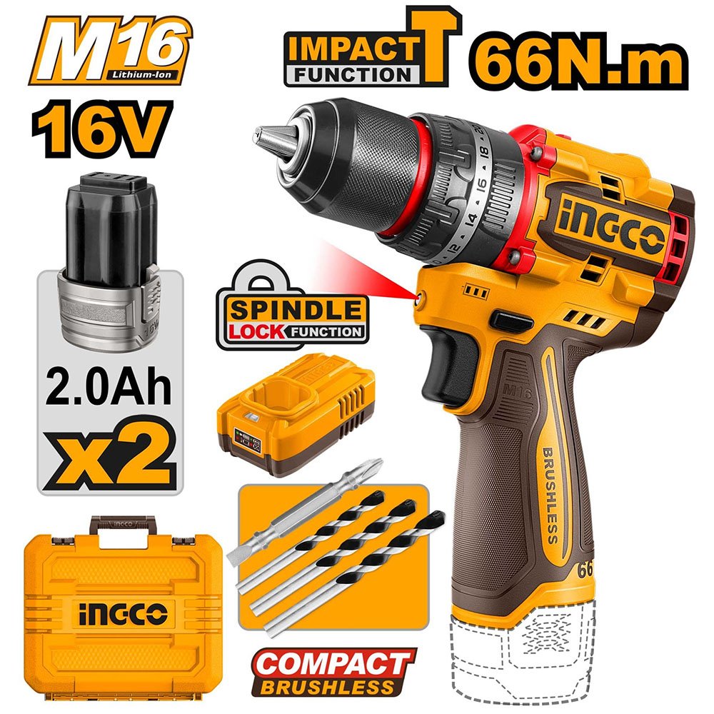 INGCO 16v Compact Brushless Cordless Drill 66N.m - buy online in Australia | Trade Tools Australia