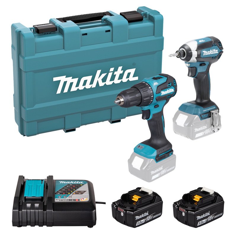 Makita DLX2537ST 18v LXT Twin Kit DHP490 Combi Drill / DTD153 Impact Driver – 2 x 5.0ah Batteries - buy online in Australia | Trade Tools Australia