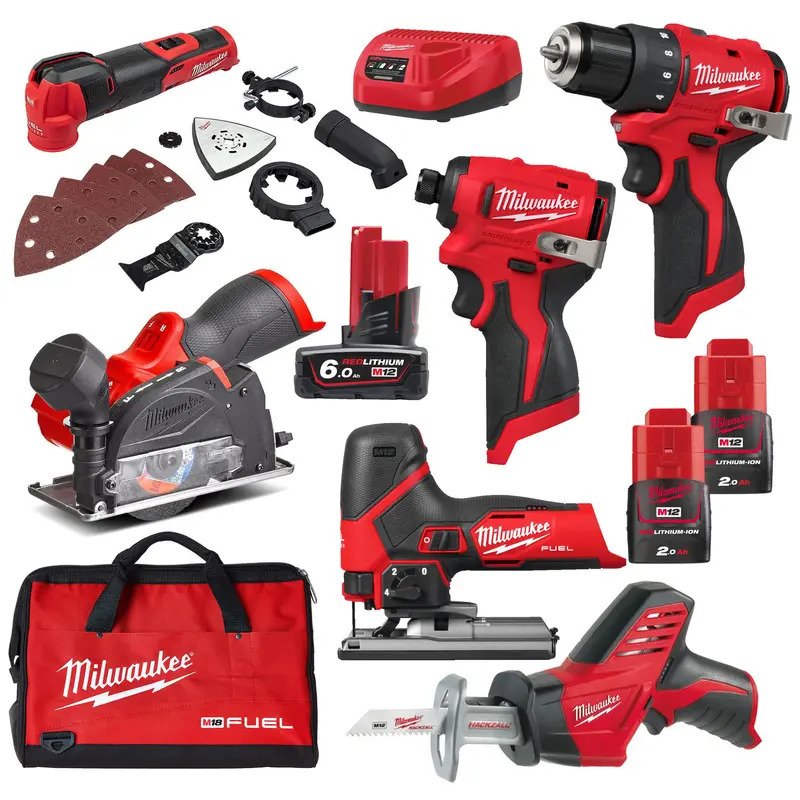 Millwaukee 6 Piece M12 Tool Kit – 1 x 6.0ah & 2 x 2.0ah Batteries - buy online in Australia | Trade Tools Australia