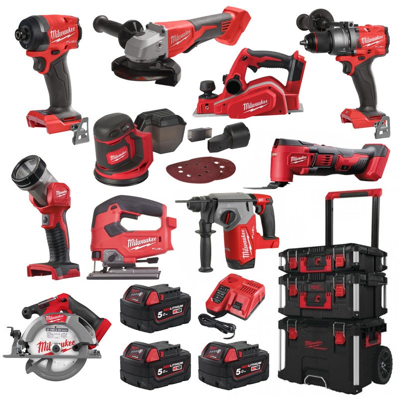 Milwaukee 10 Piece Kit 18v – 3 x 5.0ah Batteries - buy online in Australia | Trade Tools Australia