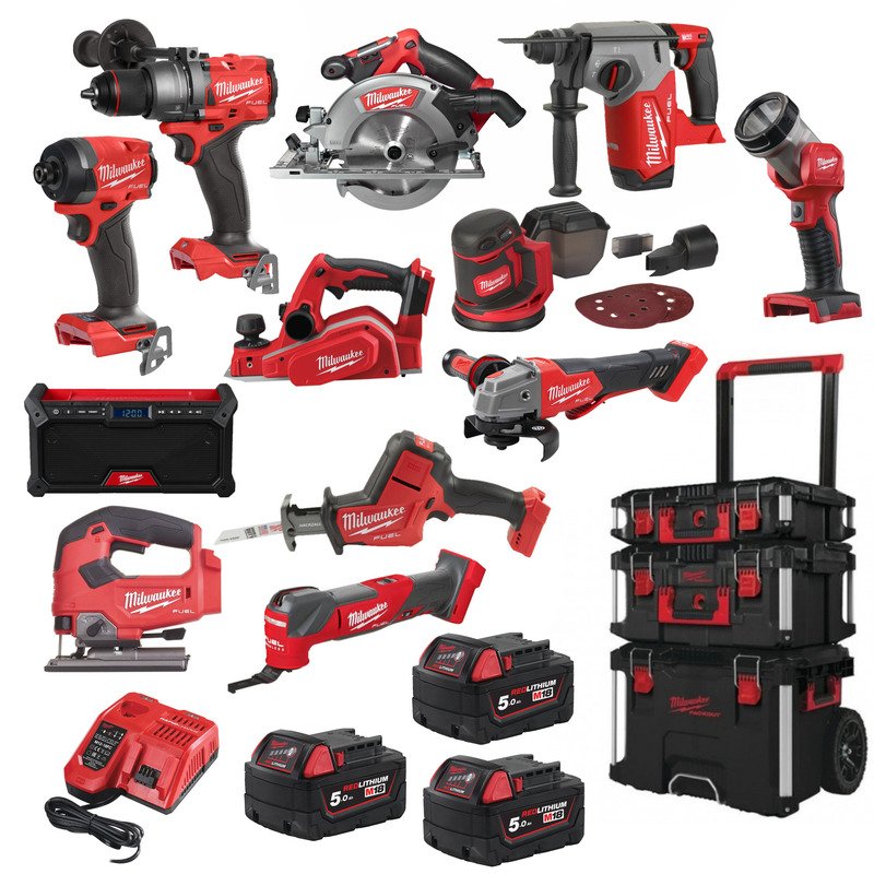 Milwaukee 12 Piece Power Tool Kit 18v – 3 x 5.0ah Batteries - buy online in Australia | Trade Tools Australia