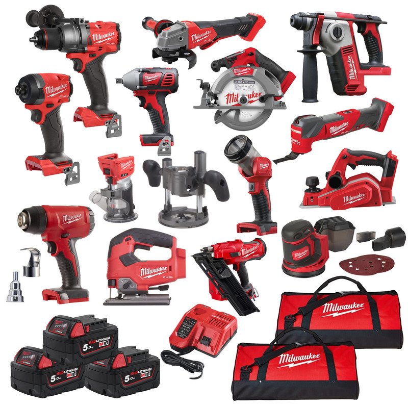Milwaukee 14 Piece Power Tool Kit 18v – 3 x 5.0ah Batteries - buy online in Australia | Trade Tools Australia