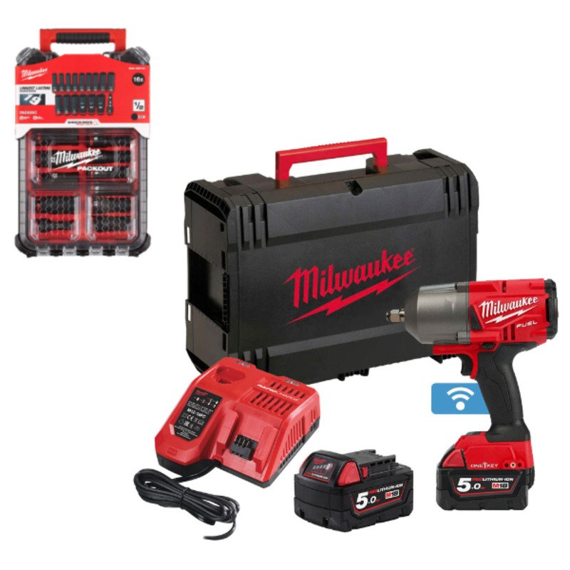 Milwaukee 18v One Key Fuel Brushless High Torque 1/2″ Impact Wrench Kit and 1/2″ Socket Set in Packout Case - buy online in Australia | Trade Tools Australia