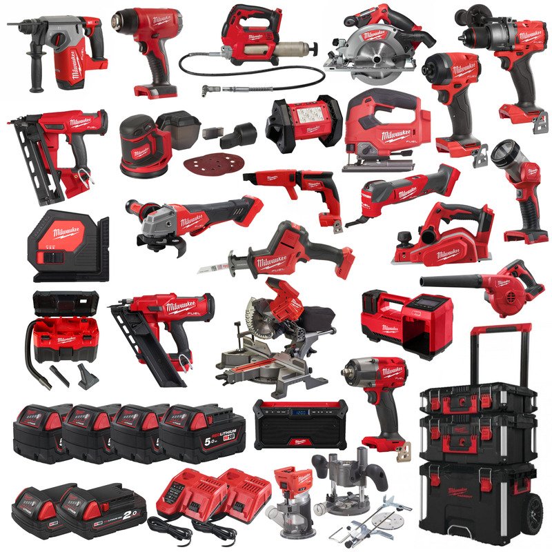 Milwaukee 25 Piece Power Tool Kit – 4 x 5.0ah & 2 x 2.0ah Batteries - buy online in Australia | Trade Tools Australia