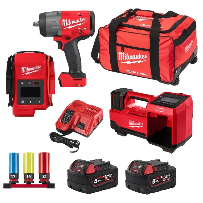 Milwaukee 3 Piece M18 Automotive Tool Kit – 2 x 5.0Ah Batteries, Charger & Tool Bag - buy online in Australia | Trade Tools Australia