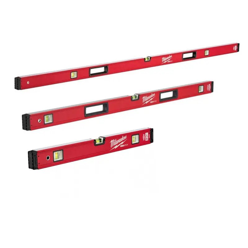 Milwaukee 3 Piece Redstick Backbone Box Levels – 60cm, 120cm & 180cm - buy online in Australia | Trade Tools Australia