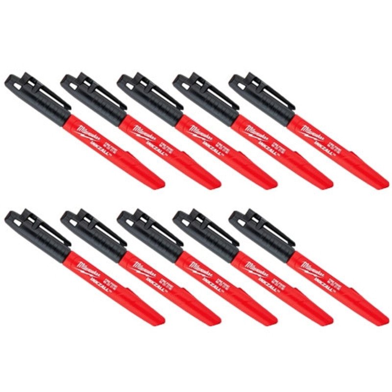Milwaukee 48223100/TEN Inkzall Jobsite Fine Point Marker Pen (Pack of 10) - buy online in Australia | Trade Tools Australia