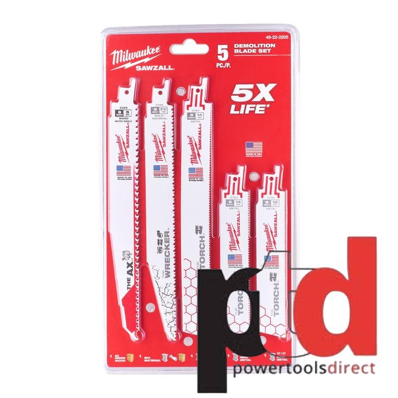 Milwaukee 49222205 Sawzall 5pc Blade Set - buy online in Australia | Trade Tools Australia