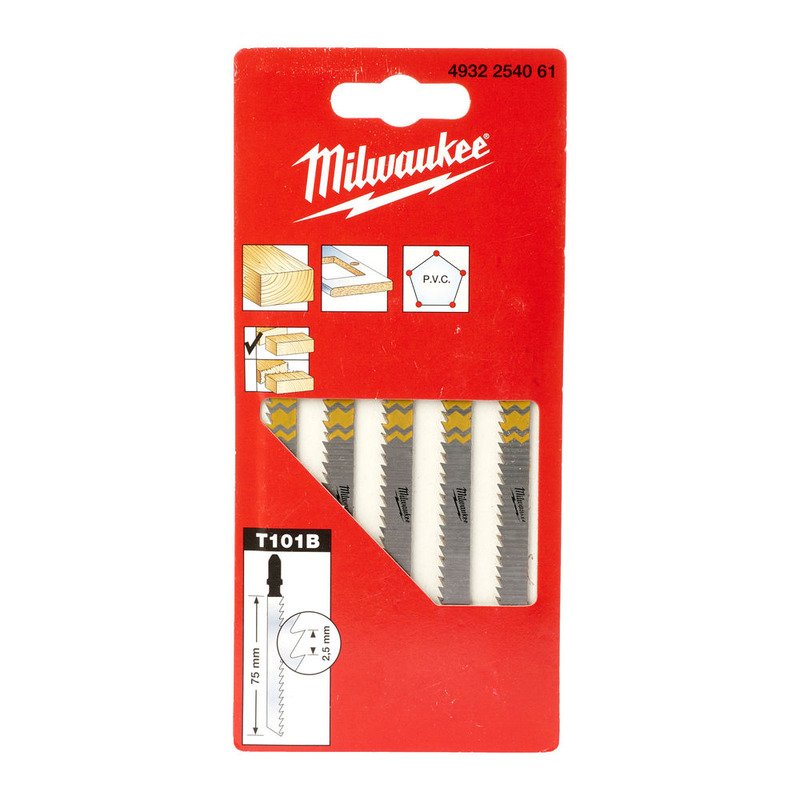 Milwaukee 4932254061 T101B Jigsaw Blades – Pack of 5 (75×2.5mm) Clean and Splinter Free - buy online in Australia | Trade Tools Australia