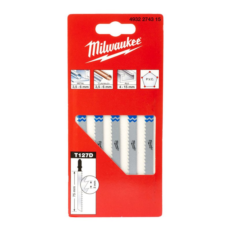 Milwaukee 4932274315 T127D Aluminium Jigsaw Blades – Pack of 5 - buy online in Australia | Trade Tools Australia