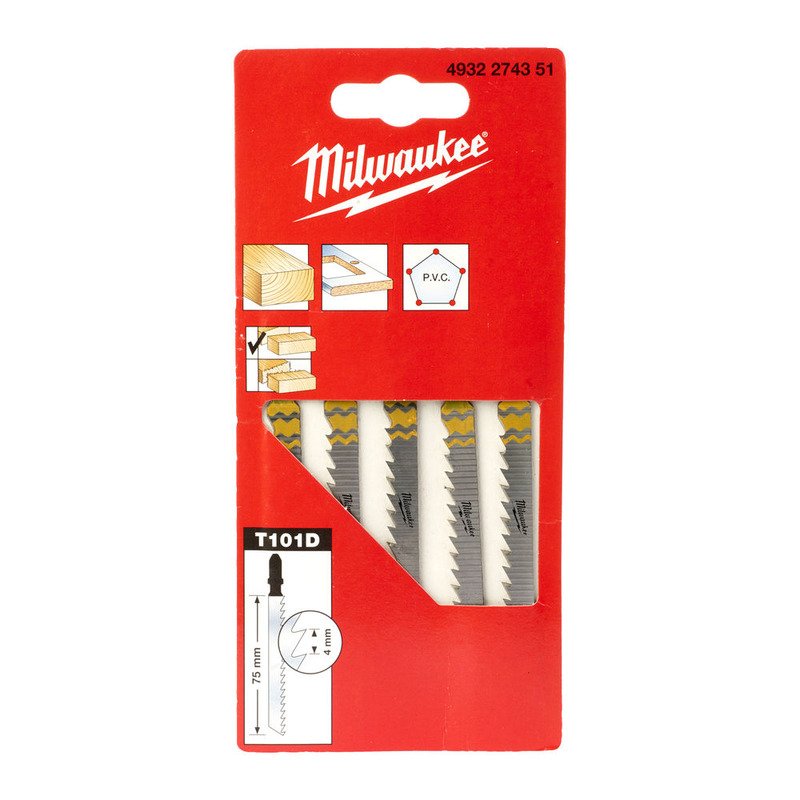 Milwaukee 4932274351 T101D Jigsaw Blades – Pack of 5 – Clean and Splinter Free Cutting - buy online in Australia | Trade Tools Australia