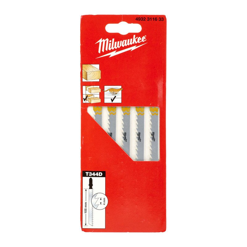 Milwaukee 4932311633 T344D Fast Cut Jigsaw Blades – Pack of 5 - buy online in Australia | Trade Tools Australia