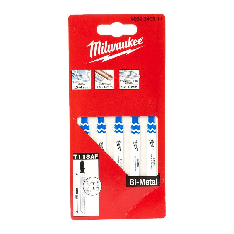 Milwaukee 4932340011 T118AF Metal Jigsaw Blades – Pack of 5 - buy online in Australia | Trade Tools Australia