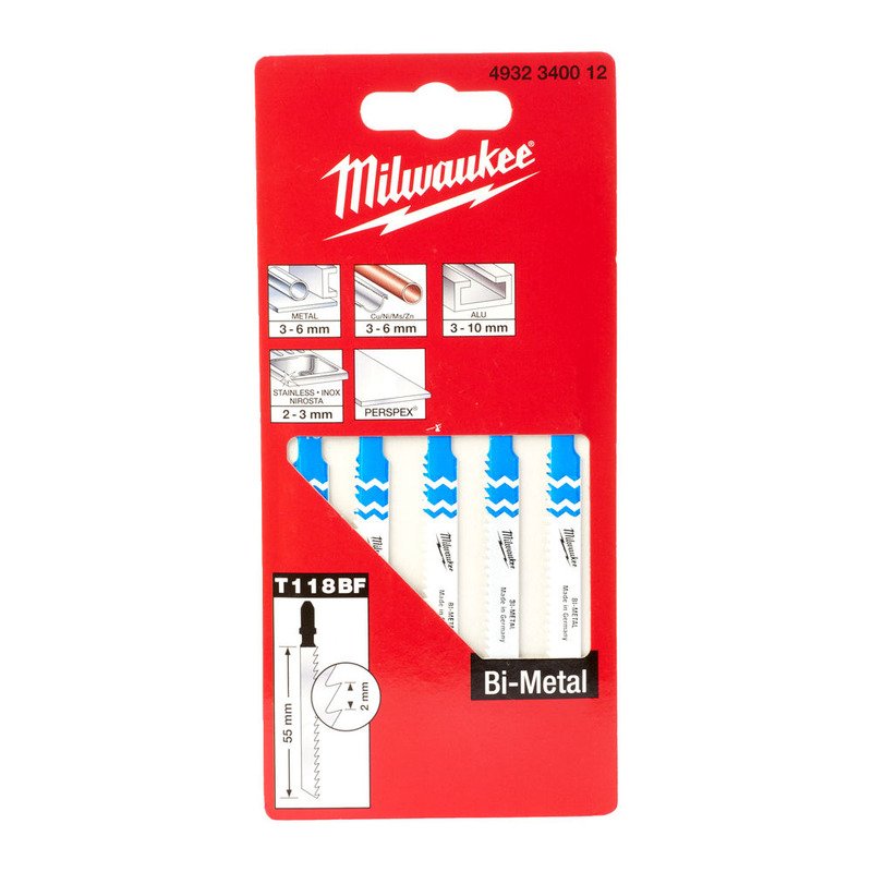 Milwaukee 4932340012 T118BF Metal Jigsaw Blades – Pack of 5 - buy online in Australia | Trade Tools Australia