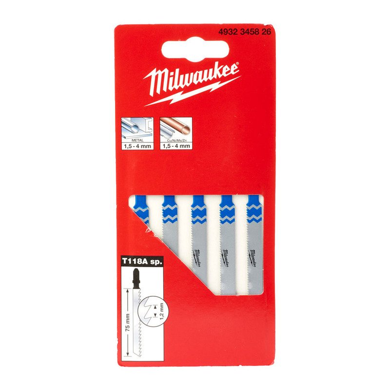 Milwaukee 4932345826 T118ASP Metal Jigsaw Blades – Pack of 5 - buy online in Australia | Trade Tools Australia