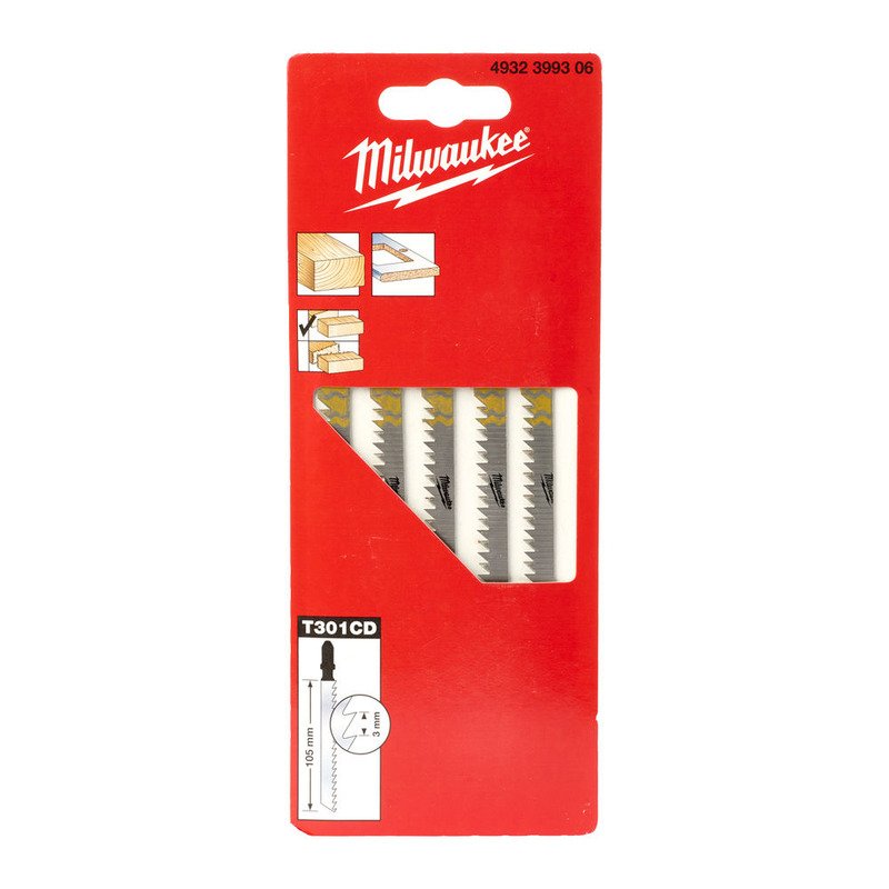 Milwaukee 4932399306 T301CD Jigsaw Blades – Pack of 5 Clean and Splinter Free Cutting - buy online in Australia | Trade Tools Australia