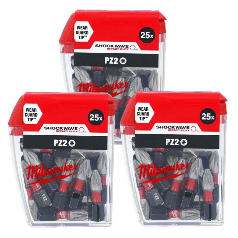Milwaukee 4932430864 SHOCKWAVE PZ2 25mm Impact Screwdriver Bits 25 Piece – Pack Of 3 - buy online in Australia | Trade Tools Australia