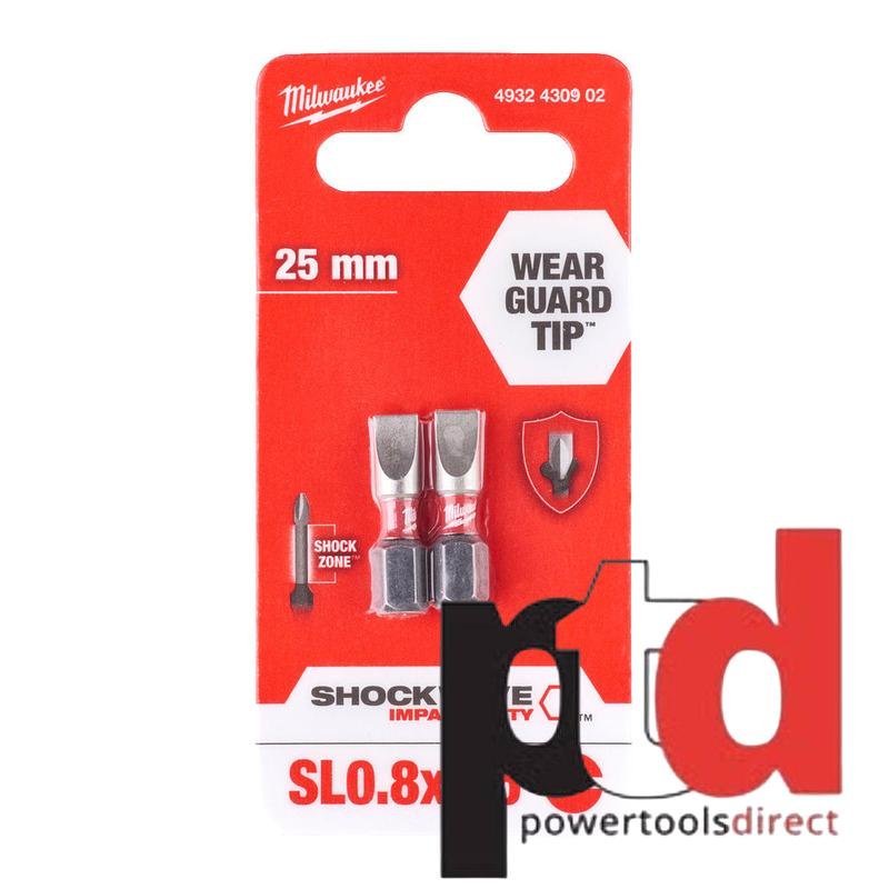 Milwaukee 4932430902 Shockwave Impact Duty Screwdriving Bit SL0.8×5.5 25mm – 2pcs - buy online in Australia | Trade Tools Australia