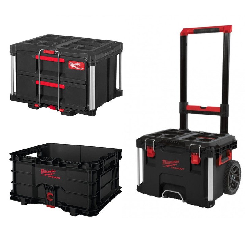 Milwaukee 4932464078 PACKOUT Trolley Case With 4932471724 Crate & 4932472129 2 Drawer Tool Box - buy online in Australia | Trade Tools Australia