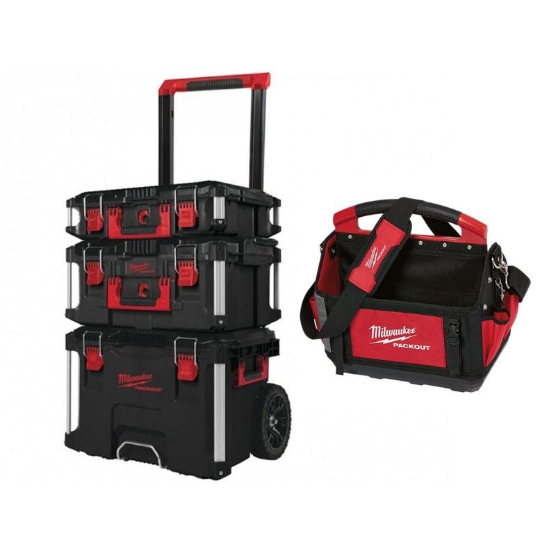 Milwaukee 4932464244 3 Piece PACKOUT Storage System Set & 40CM Tote Bag (4932464085) - buy online in Australia | Trade Tools Australia