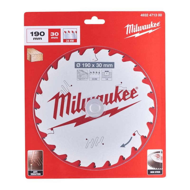 Milwaukee 4932471300 Circular Saw Blade CSB P W 190 x 30 x 1.6 x 24ATB - buy online in Australia | Trade Tools Australia