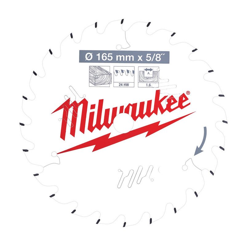 Milwaukee 4932471311 PTFE Coated Circular Saw Blade For M18CCS55 (165mm x 15.87mm x 24T) - buy online in Australia | Trade Tools Australia