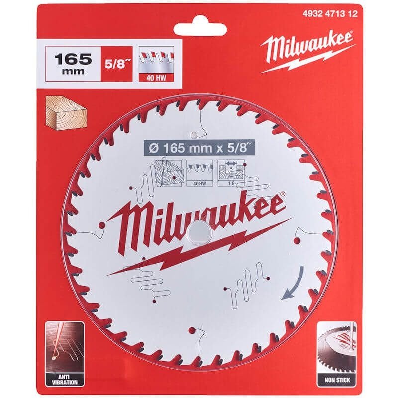 Milwaukee 4932471312 Wood Cutting Anti-Friction Circular Saw Blade (165mm x 5/8″ x 40T) - buy online in Australia | Trade Tools Australia