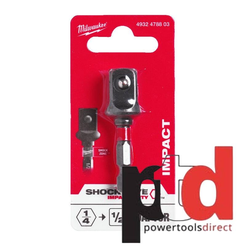 Milwaukee 4932478803 Shockwave Impact Duty Socket Adaptor – Hex Reception 1/4″ HEX – 1/2″SQ - buy online in Australia | Trade Tools Australia