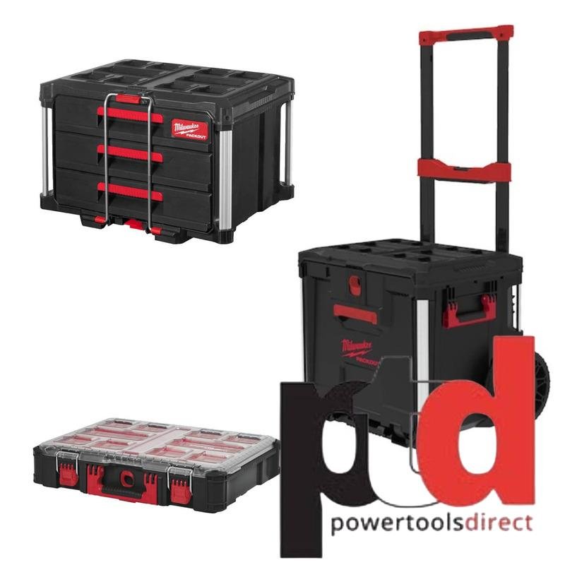 Milwaukee 4932498651 Packout Rolling Drawer, 4932472130 3 Drawer Tool Box & 4932464082 Organiser Case - buy online in Australia | Trade Tools Australia