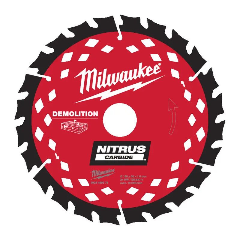 Milwaukee 4932499376 190mm Circular Saw Blade Nitrus Demolition Blade 190x30x1.6x24ATB - buy online in Australia | Trade Tools Australia