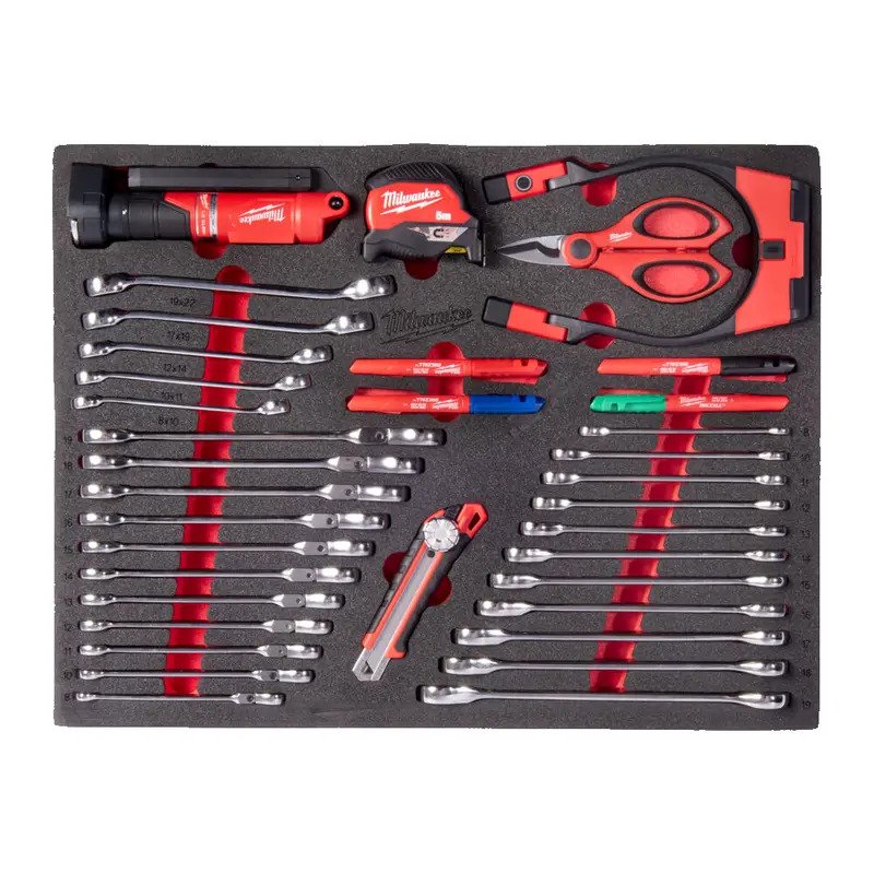Milwaukee 4932500759 Spanner, Lights, Cutting & Measuring Set Foam Insert 36 Piece - buy online in Australia | Trade Tools Australia