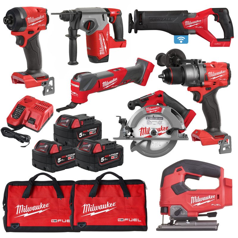 Milwaukee 7 Piece M18 Fuel Brushless Tool Kit- 3 x 5.0ah Batteries - buy online in Australia | Trade Tools Australia