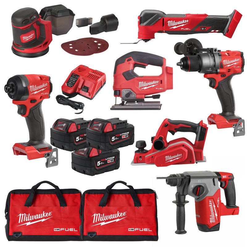 Milwaukee 7 Piece M18 Power Tool Kit – 3 x 5.0ah Batteries - buy online in Australia | Trade Tools Australia