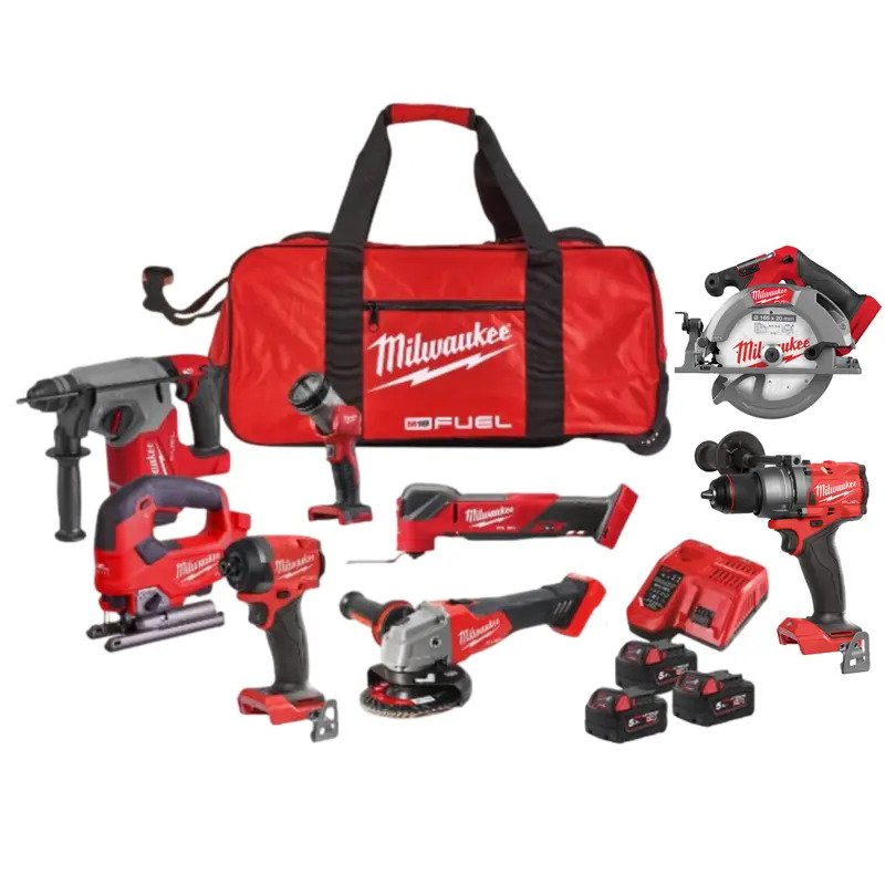 Milwaukee 8 Piece 18v Kit – 3 x 5.0ah Batteries - buy online in Australia | Trade Tools Australia
