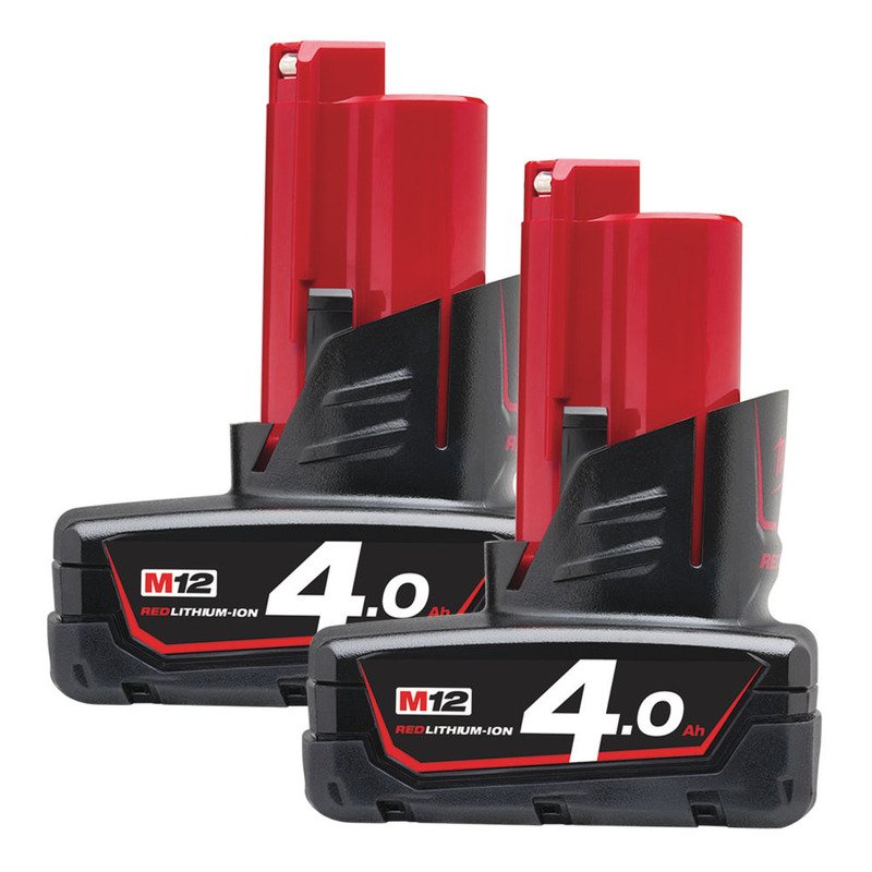 Milwaukee M12B4 M12 4.0Ah RedLithium-Ion Batteries (Twin Pack) - buy online in Australia | Trade Tools Australia