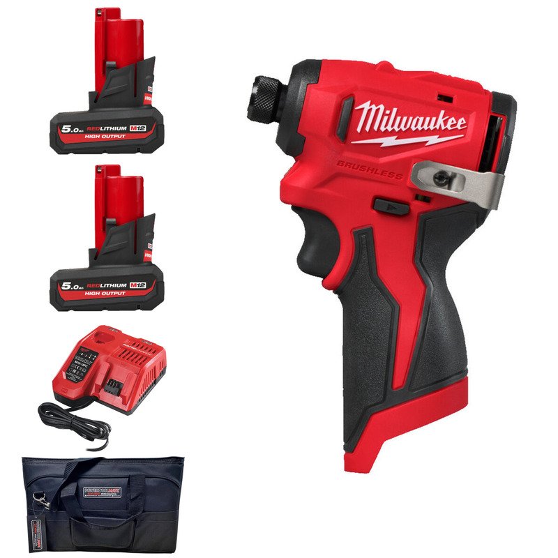 Milwaukee M12BLIDRC-0 12v Compact Brushless Impact Driver – 2 x 5.0ah High Output Batteries, Charger & PTM Bag - buy online in Australia | Trade Tools Australia