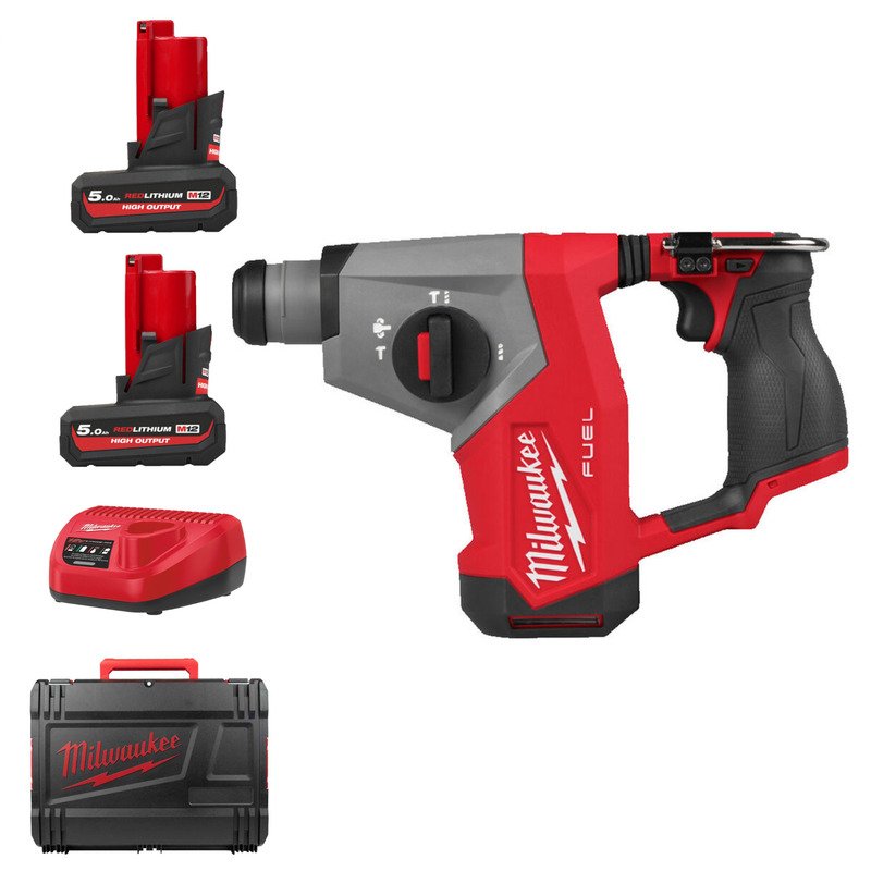 Milwaukee M12FHAC16-502X 12v Fuel 16mm Compact SDS+ Hammer Drill Kit – 2 x 5.0ah High Output Batteries - buy online in Australia | Trade Tools Australia